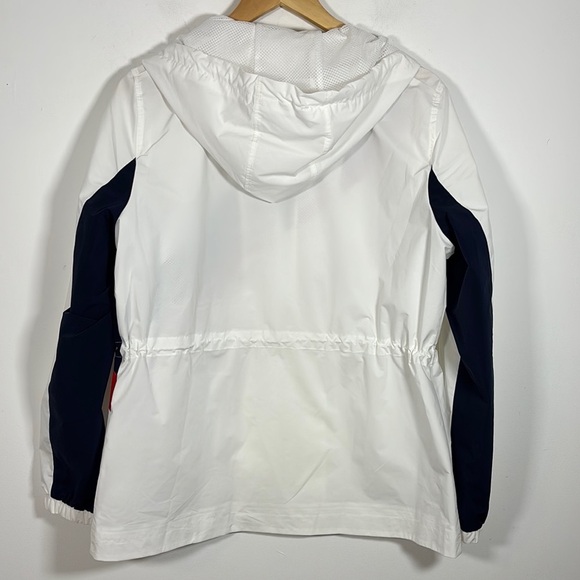 Tommy Hilfiger Utility Jacket White Red Hooded Large Windbreaker Nautical Preppy - Picture 5 of 8